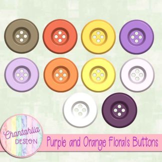 Free buttons in a Purple and Orange Florals theme