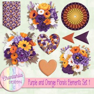 Free design elements in a Purple and Orange Florals theme