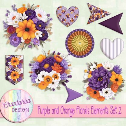 Free design elements in a Purple and Orange Florals theme