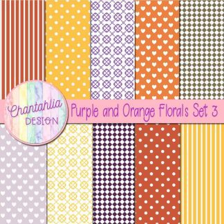Free digital papers in a Purple and Orange Florals theme