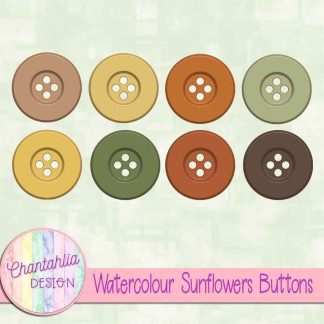 Free buttons in a Watercolour Sunflowers theme