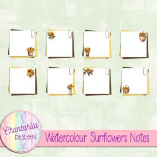 Free digital notes in a Watercolour Sunflowers theme