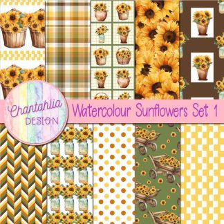 Free digital papers in a Watercolour Sunflowers theme