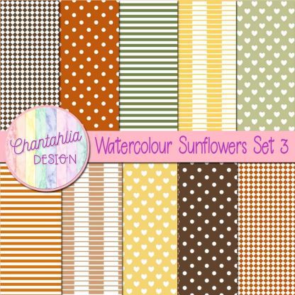 Free digital papers in a Watercolour Sunflowers theme