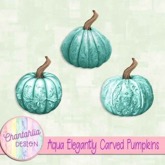 Free aqua elegantly carved pumpkins