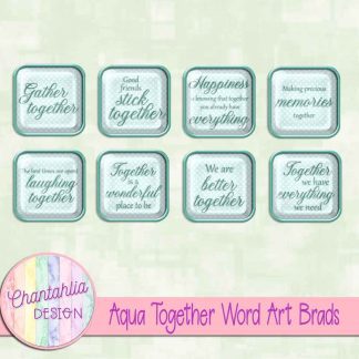 Free aqua together word art brads