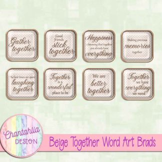 Free beige together word art brads