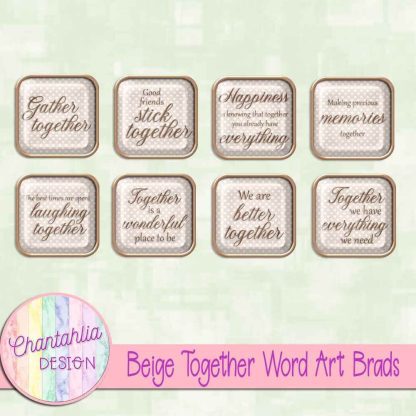 Free beige together word art brads