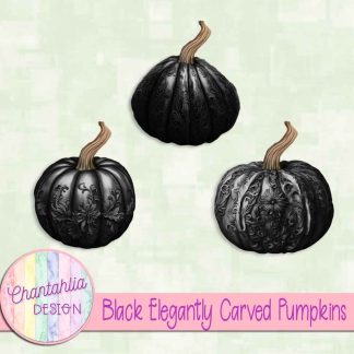 Free black elegantly carved pumpkins
