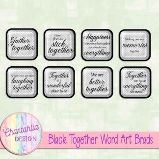 Free black together word art brads