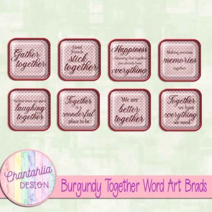 Free burgundy together word art brads