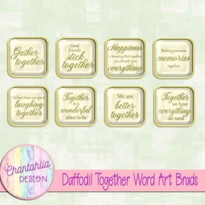 Free daffodil together word art brads