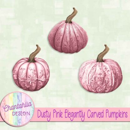 Free dusty pink elegantly carved pumpkins