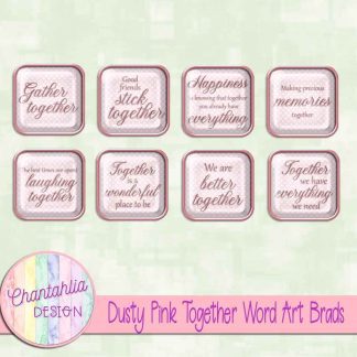 Free dusty pink together word art brads