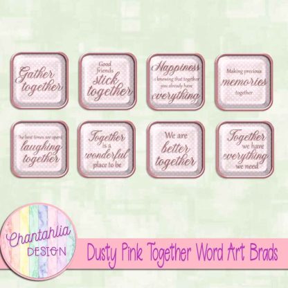 Free dusty pink together word art brads