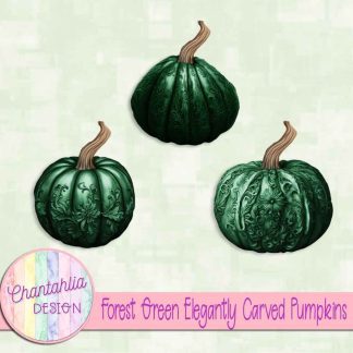 Free forest green elegantly carved pumpkins