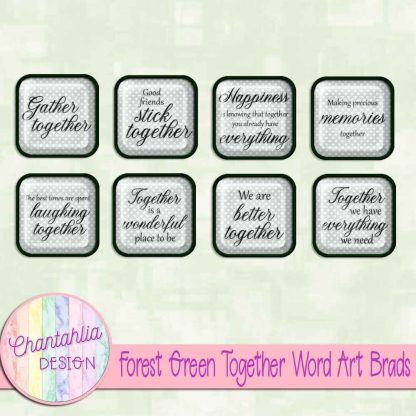 Free forest green together word art brads