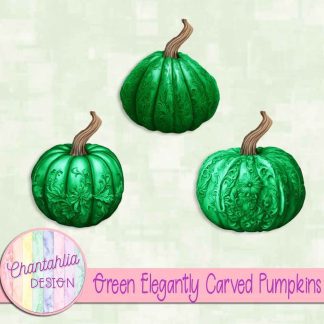 Free green elegantly carved pumpkins