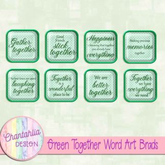 Free forest green together word art brads