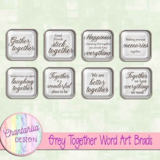Free grey together word art brads