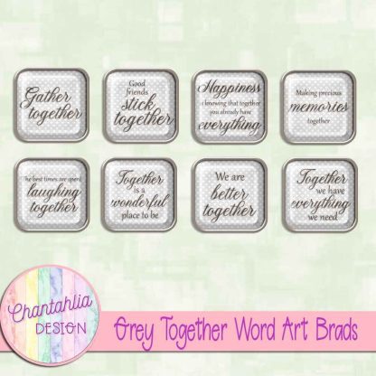 Free grey together word art brads