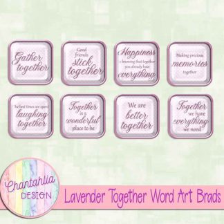 Free lavender together word art brads