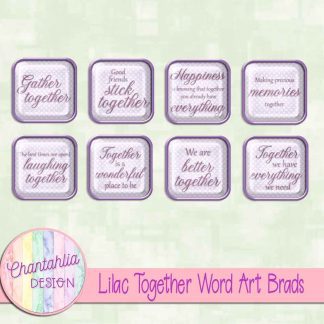 Free lilac together word art brads