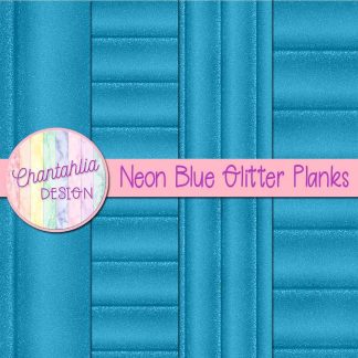Free neon blue glitter planks digital papers