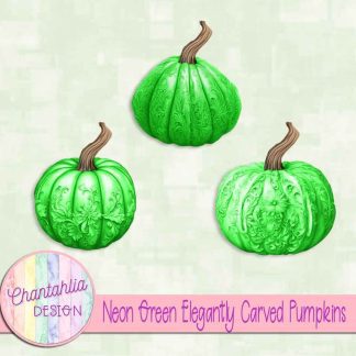 Free neon green elegantly carved pumpkins