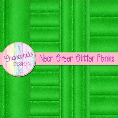 Free neon green glitter planks digital papers