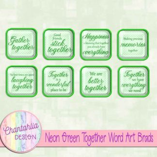 Free neon green together word art brads