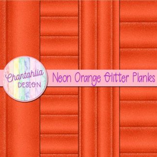 Free neon orange glitter planks digital papers