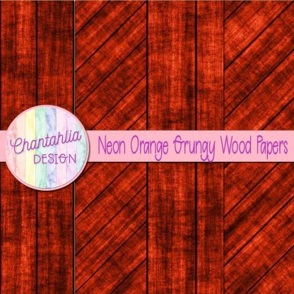 Free neon orange grungy wood digital papers