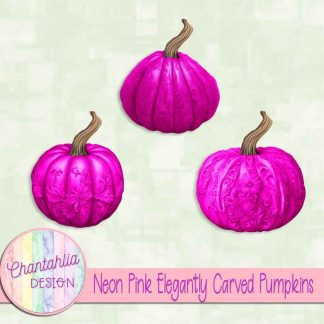 Free neon pink elegantly carved pumpkins