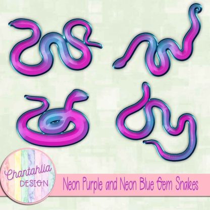 Free neon purple and neon blue gem snakes