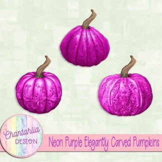 Free neon purple elegantly carved pumpkins