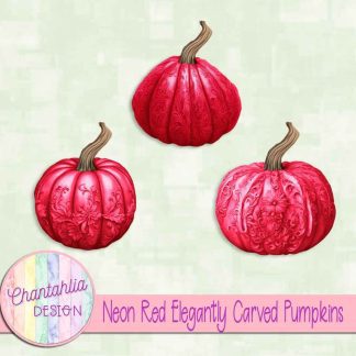 Free neon red elegantly carved pumpkins