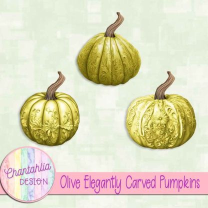 Free olive elegantly carved pumpkins