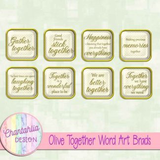 Free olive together word art brads