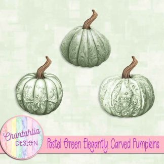 Free pastel green elegantly carved pumpkins
