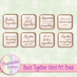 Free peach together word art brads