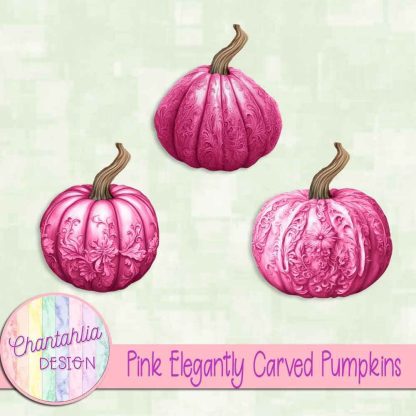 Free pink elegantly carved pumpkins