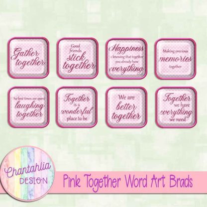 Free pink together word art brads