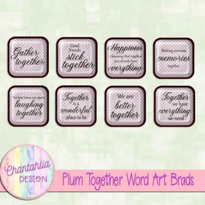Free plum together word art brads