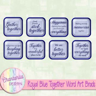 Free royal blue together word art brads