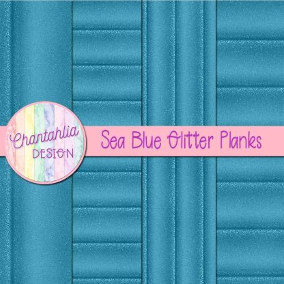Free sea blue glitter planks digital papers