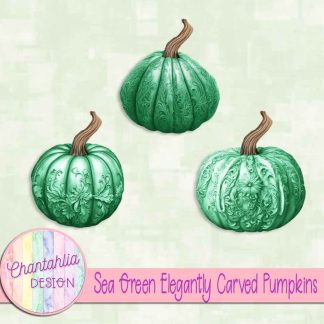 Free sea green elegantly carved pumpkins
