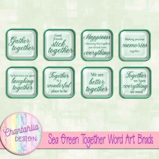Free sea green together word art brads