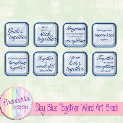 Free sky blue together word art bra