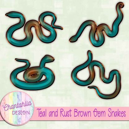 Free teal and rust brown gem snakes